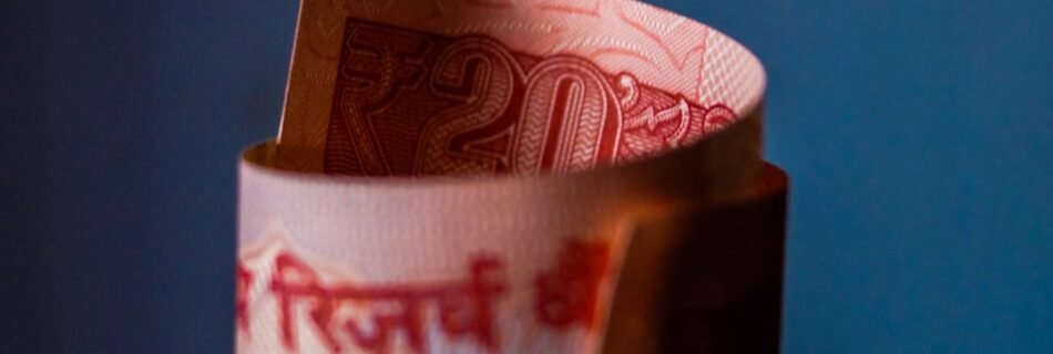 20 Indian rupee with blue background